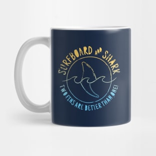 Surfboard And Shark Funny Summer Beach Mug